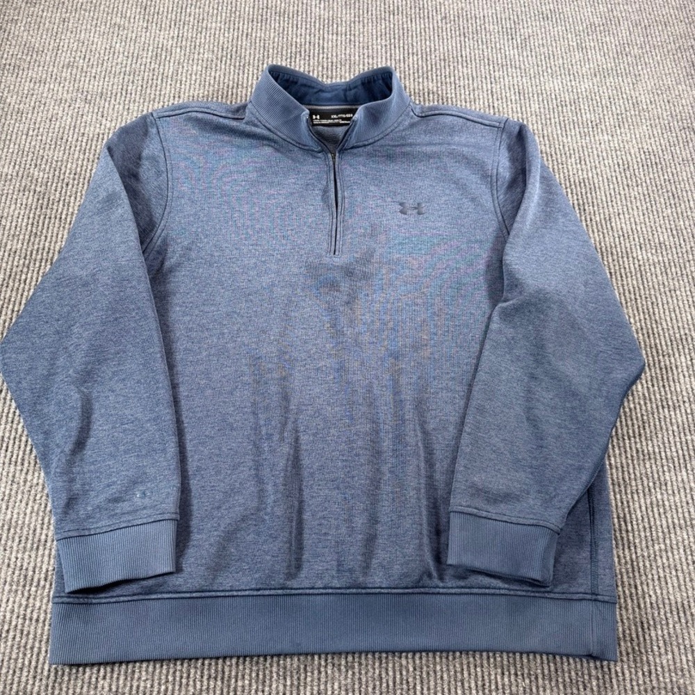 Under Armour ColdGear Quarter Zip Pullover Sweatshirt Mens XXL Blue Heather